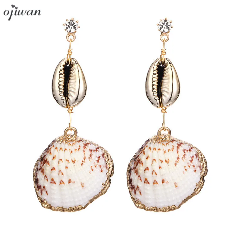 

Beach Earrings Women 2019 Cowrie Earrings Gold Color Scallop Shell Earrings Boho Chic Sea Earrings Summer Jewelry