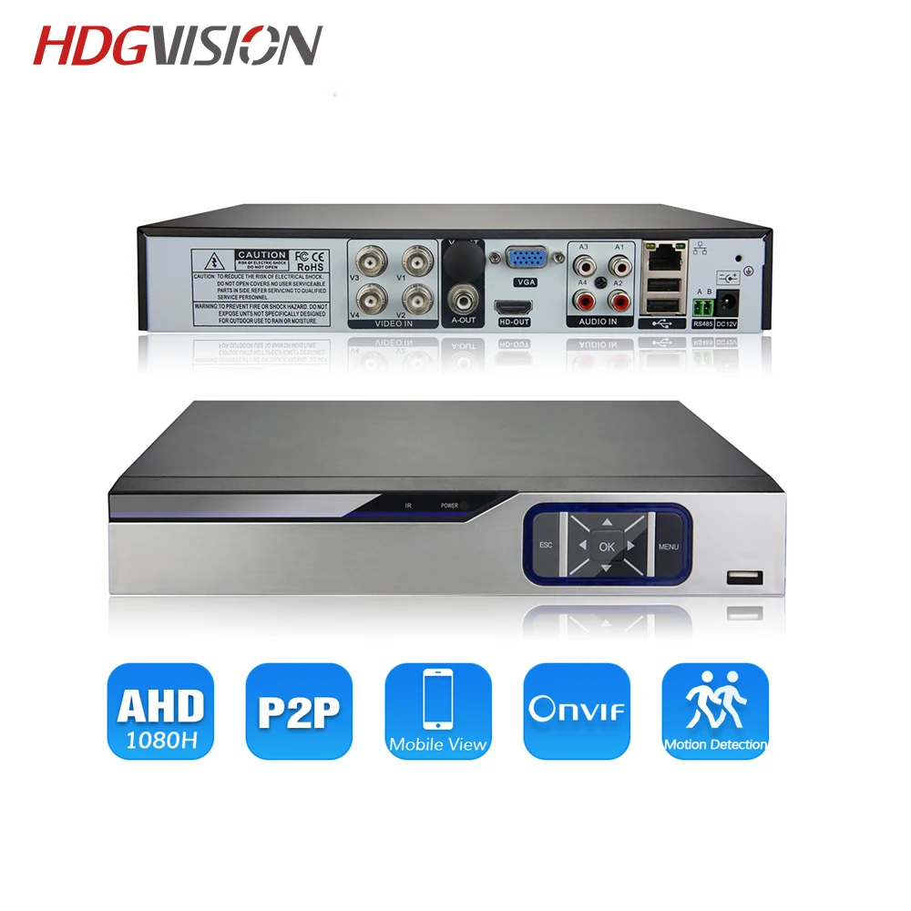 

1080P 4Channel AHD DVR Recorder 5 In 1 Hybrid AHD DVR 1080P/720P Support For 1.0MP 2.0MP AHD Camera and IP Camera