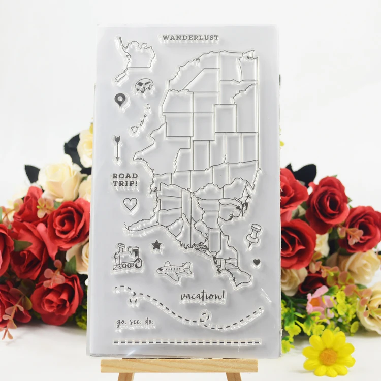 

Map Transparent Clear Stamps / Silicone Seals for DIY scrapbooking photo album/Card Making