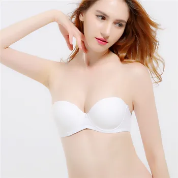 

Mozhini Black white Khaki Color 1/2 Cup Sexy Bra Push up bra Bralette 32-36 A/B Half Cup Strapless bra women t shirt wedding bra