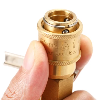 

Solid Brass 1/4'' RV Propane Connect Adapter Propane/Natural Gas Quick Disconnect Kit with Shutoff Valve