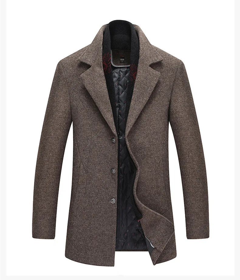 BOLUBAO, качественные Брендовые мужские шерстяные пальто, Зимние новые мужские одноцветные Роскошные шерстяные пальто, мужское повседневное шерстяное пальто с шарфом