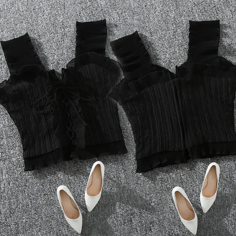 

2019 New Summer Autumn Bustier White Black Tank Top Female Sexy Bandage Sleeveless Crop Top Zipper Woman Clothes