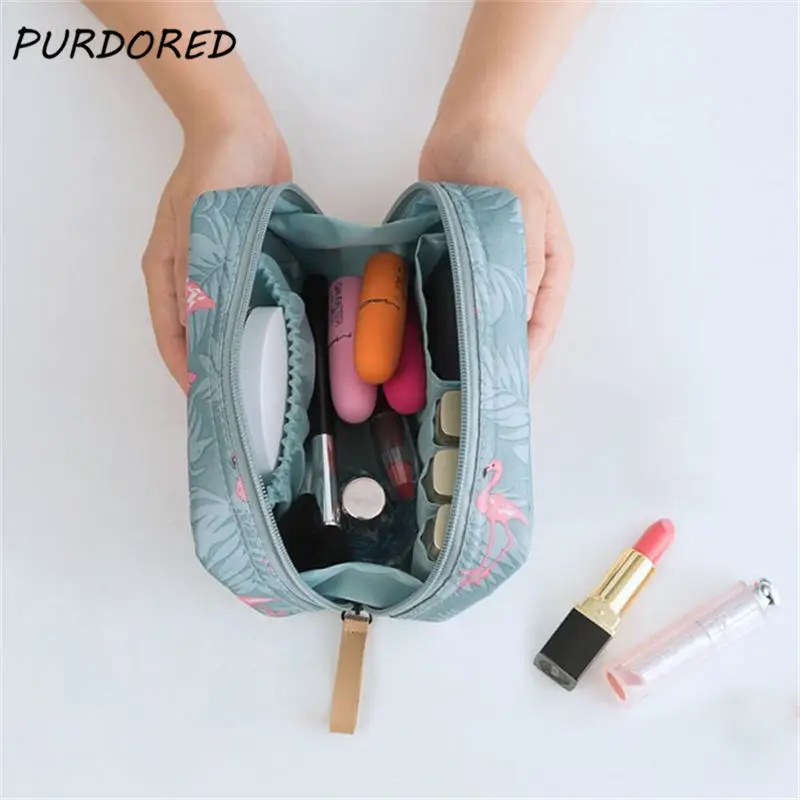 

PURDORED 1 pc Flamingo Cosmetic Bag Case Dustproof Beauty Toiletry Storage Pouch Travel Wash Box Suitcase Organizer Dropshipping