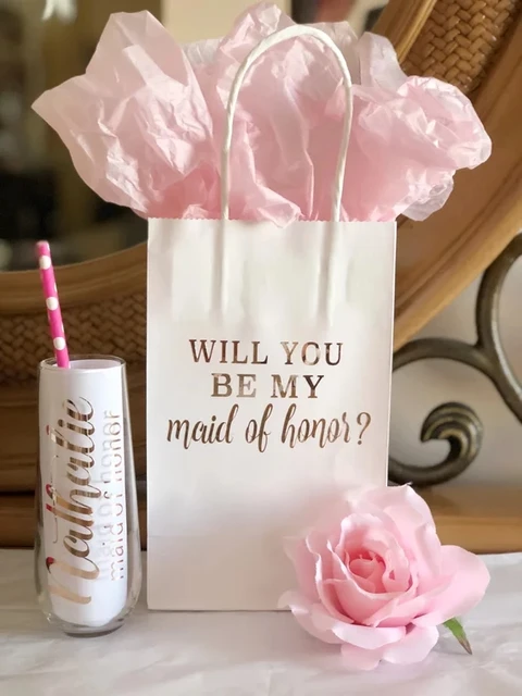 Us 24 63 15 Off Personalized Silver Nam Wedding Bridesmaid Maid Of Honor Thank You Gift Bags Gifts Bag In
