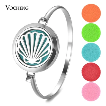

10pcs/lot Essential Oil Diffuser Bracelet 316L Stainless Steel Perfume Shell Locket Bangle with Free Oil Felt Pads VA-822*10