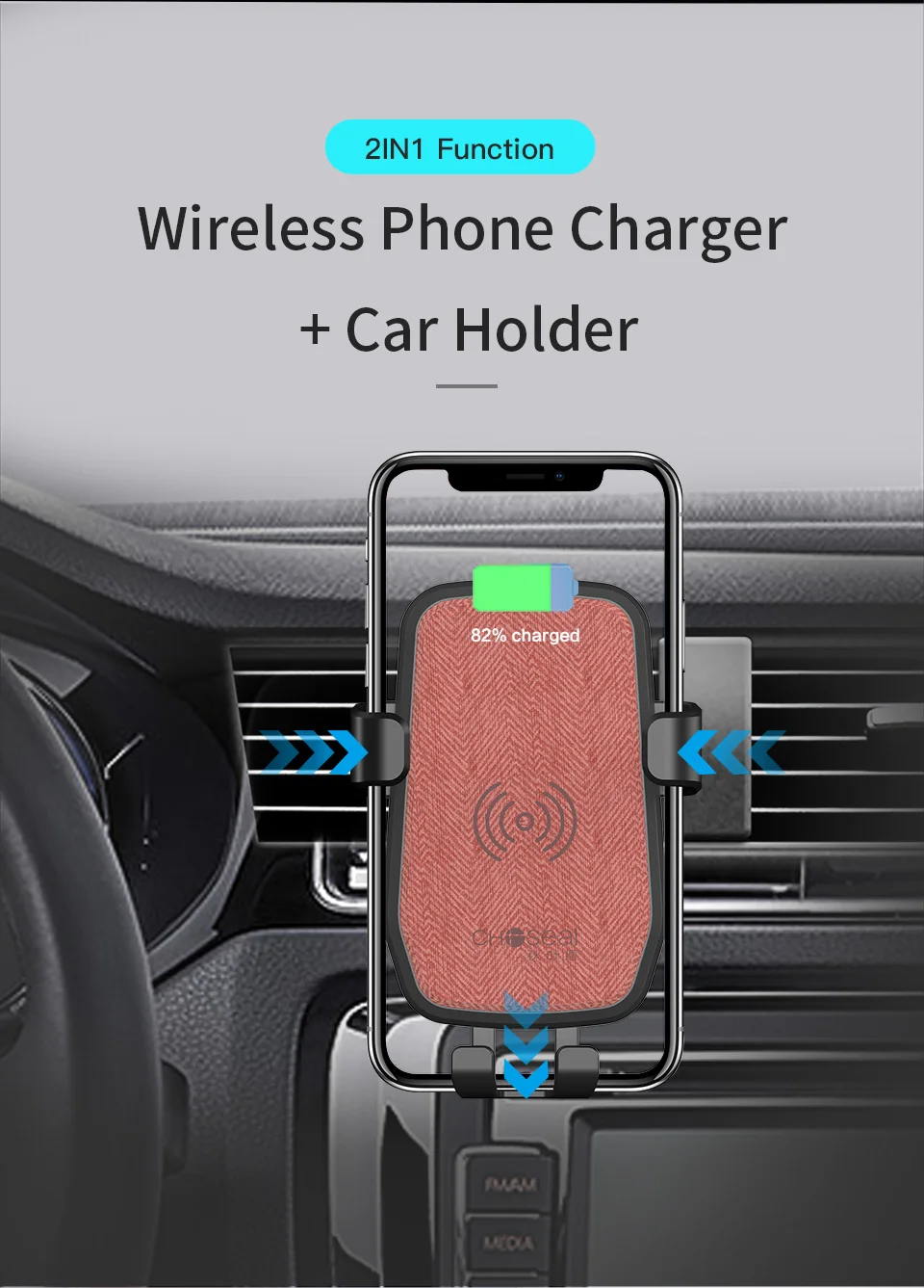 CHOSEAL 10W Qi Car Wireless charger for iPhone Xs XR X8 Fast Wireless Charger for Samsung Galaxy S9 S8 Xiaomi Mix 3 2S (2)