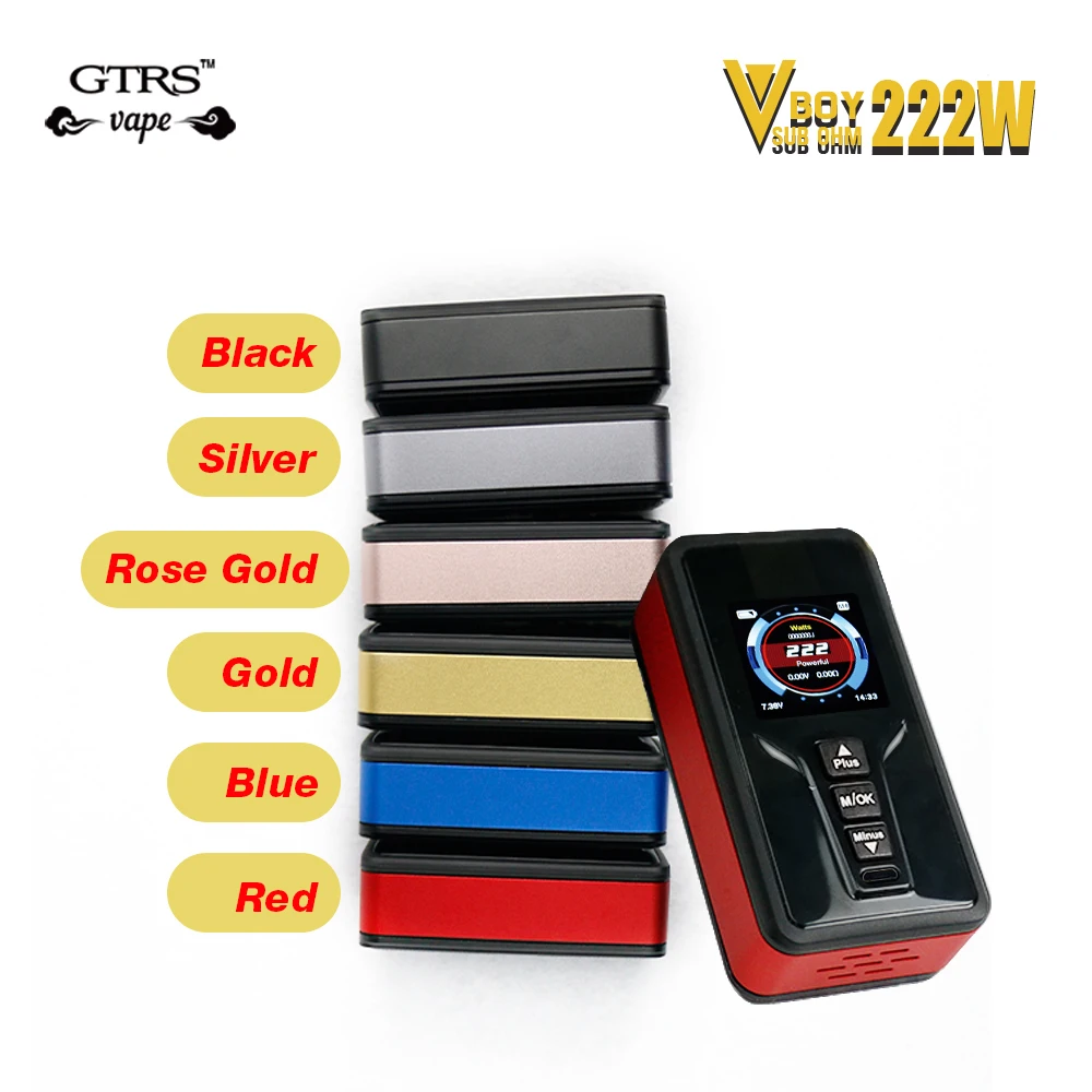 

Original Kangside 222W GTRS VBOY TC Box MOD with SX520 Chip mod vape TFT IPS Full Color Display vaper E-cig mod box