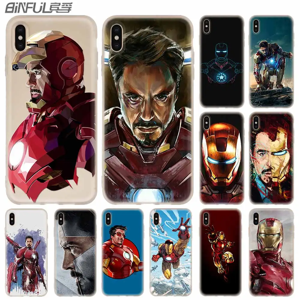 Чехол для телефона s силиконовый мягкий чехол для iPhone 11 Pro X XS Max XR 6 6S 7 8 Plus 5 4S SE Tony Stark Marvel чехол "Железный человек" крутой чехол