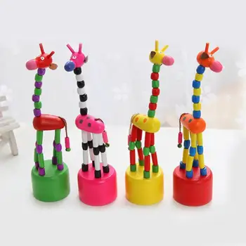 

1set Kid Wooden Developmental Dancing Kid Child Christmas Birthday Happy Gift Standing Rocking Giraffe Handcrafted Toy