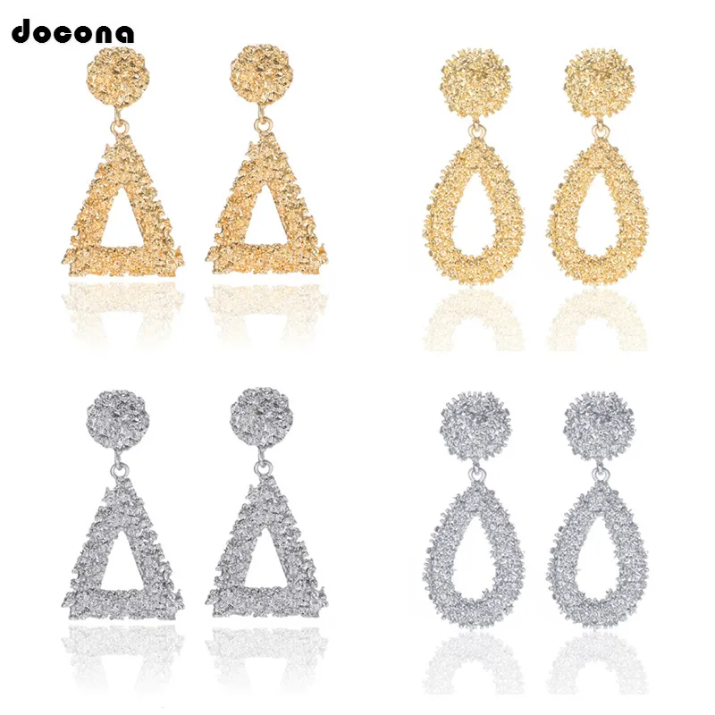 

Docona New Arrival Water Drop Geometric Shape Design Pendant Earrings For Women Ladies Gold Silver Colors Jewelry 7007/7008
