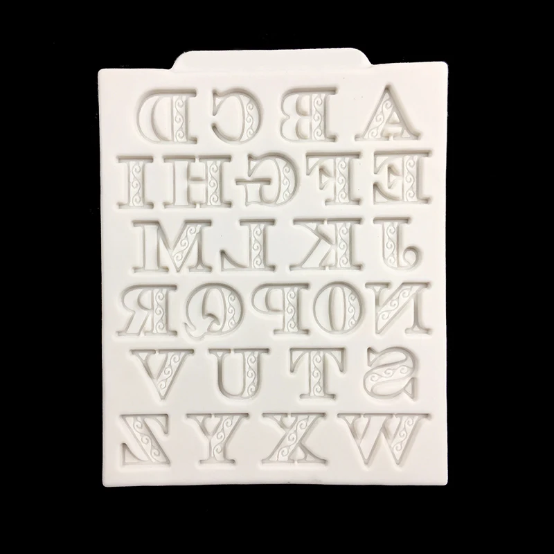 

minsunbak DIY handmade chocolate creative cake decoration silicone mold 26 flower texture English alphabet baking tools