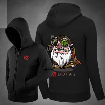 

Hot Dota2 Cute Character Sniper Men Cotton Hoodies Sweatshirt Warm Winter Side pockets Hoody Outerwear Unisex Zipper Coat