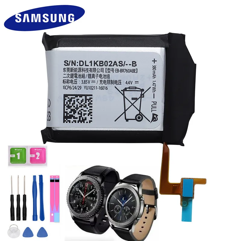 SAMSUNG Original Battery EB-BR760ABE For Samsung Gear S3 Frontier / Classic EB-BR760A SM-R760 SM-R770 SM-R765 SM-R765S 380mAh