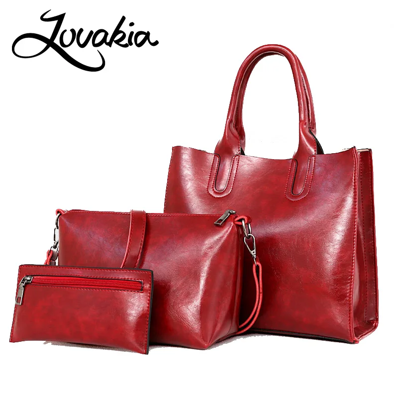 High Quality Patent Leather Women Handbags Luxury Floral 3 Sets Ladies