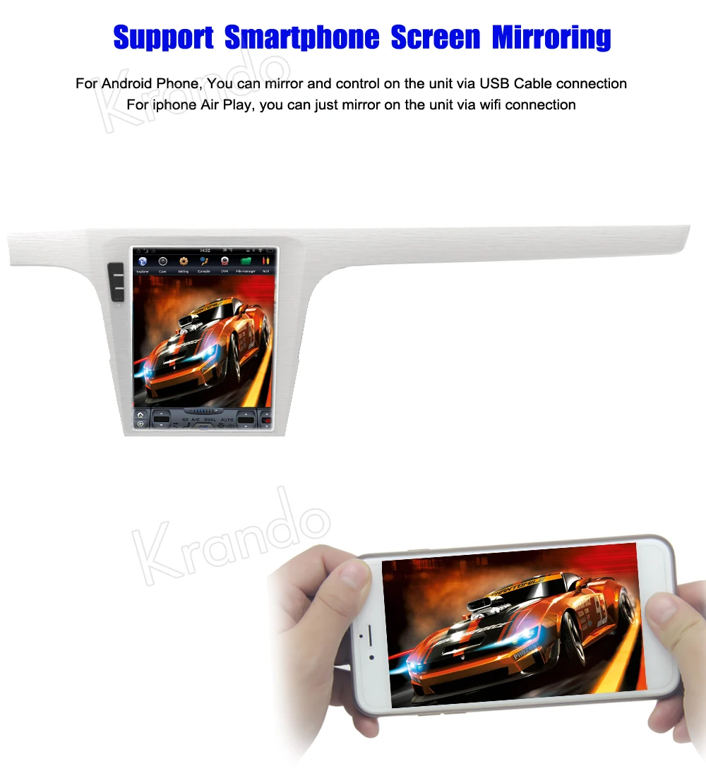 Best Krando Android 7.1 10.4" Tesla Vertical touch screen car audio radio gps for VW Volkswagen Lavida entertainment syatem OBD2 4