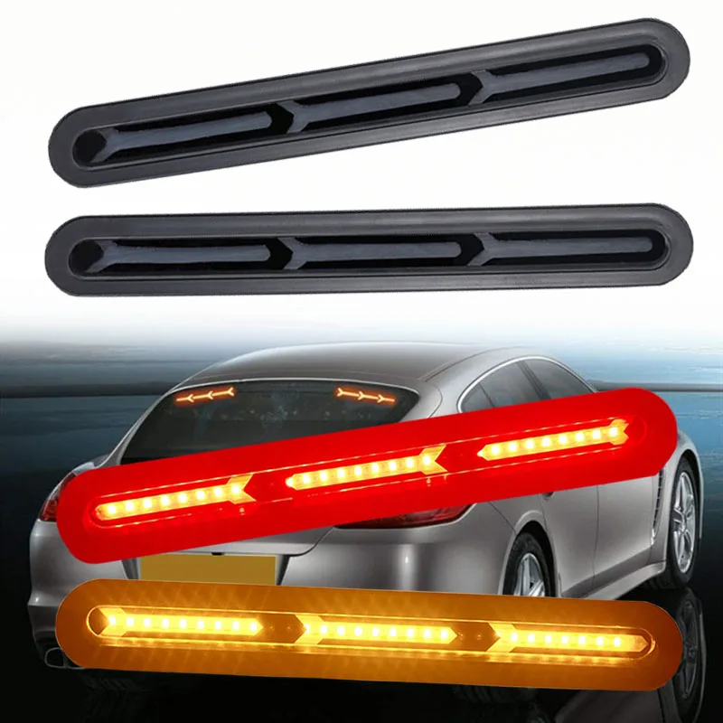 

2pcs Additional brake Lamp Tail Brake light Car Rear windshield Windscreen Light LED Driving Light Flow Turn Signal Light