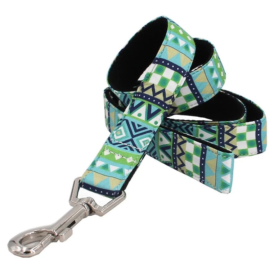 Геометрический ошейник для собаки, поводок и бандана, персональный настраиваемый подарочный набор для домашних животных - Цвет: leash