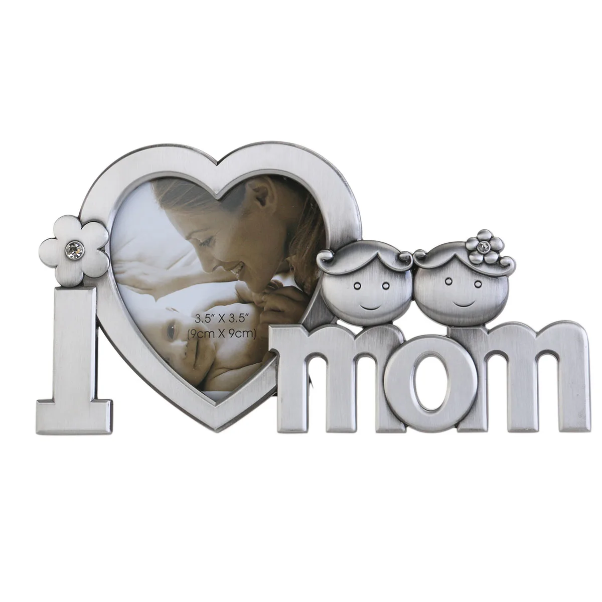 I Love Mom Metal Picture Photo Frame (Silver) | Дом и сад