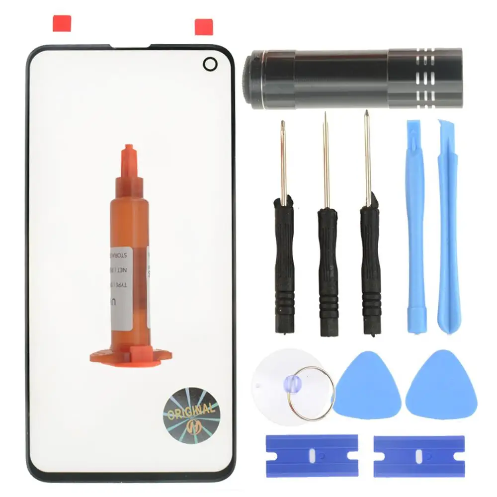 

Front Screen Outer Glass Lens Repair Kits for Samsung Galaxy A30 A40 A50 A60 A70 A80 M10 M20 M30 S10E + UV Local Glue + UV Light