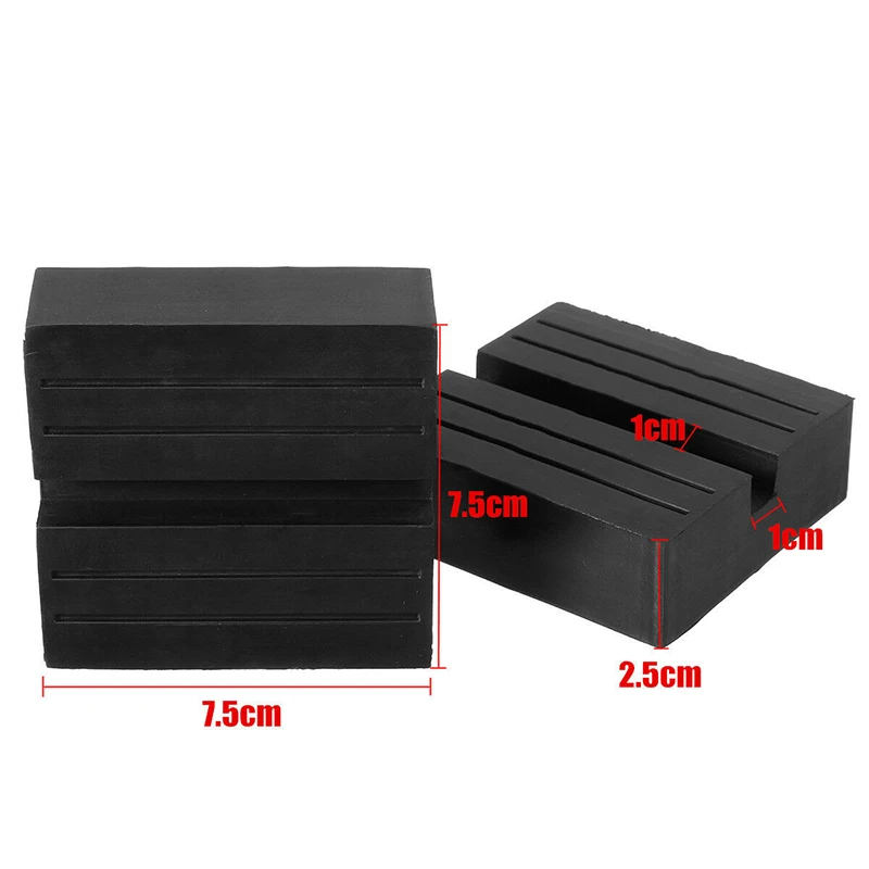 

1 Pair Car Slotted Trolley Floor Jack Block Rubber Pad Lift Guard Adapter Black