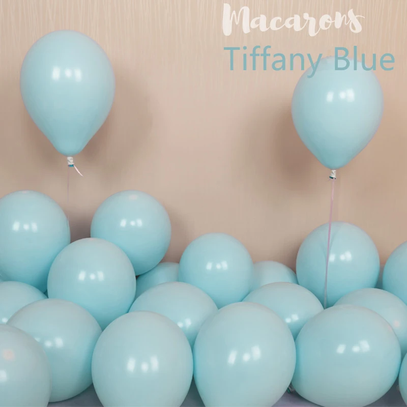 100pcs 10inch Latex Macaroon Balloon Baby Birthday Wedding Balloons Valentine's Day Party Decoration Air Ball Arch baloons Decor-Tiffany Blue