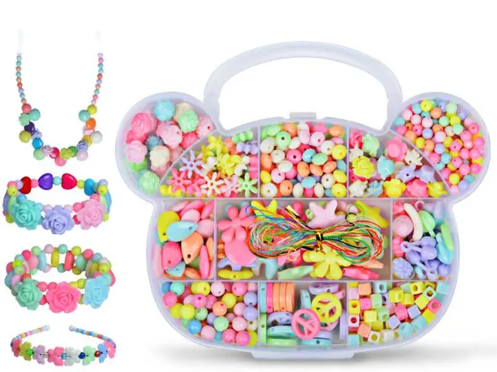 Бисерные игрушки Пластиковые акриловые бусины Набор DIY игрушки Изготовление ювелирных изделий бисер для детей творческие подарки на день рождения для девочек