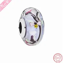 Зачарованный Сад Крошечные пчелы и пастельные цветочные стеклянные муранские бусины для самостоятельного изготовления ювелирных изделий подходят PANDORA Подвески Серебро 925 P5046