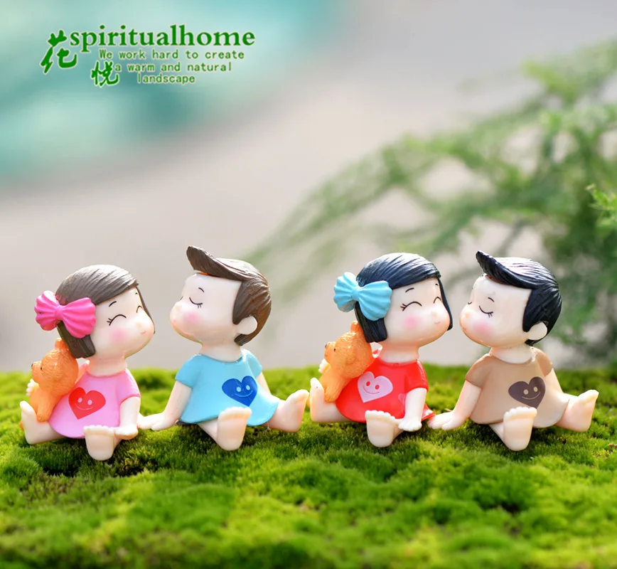 

2 PCs micro-landscape pendulum DIY landscaping accessories material bow knot couple potted decoration couple pendulum