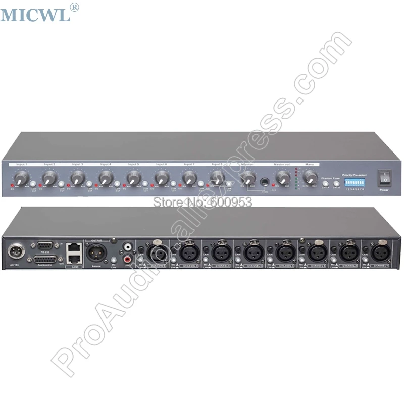 MICWL R2820 Brand New Eight Channel Sound Mixer for Conference Desktop Table Gooseneck Conference System Provide 48V Phantom mr 9300 mr 9300 mp3 professional audio mixer console dj player independent phantom power 8 channels usb blue tooth