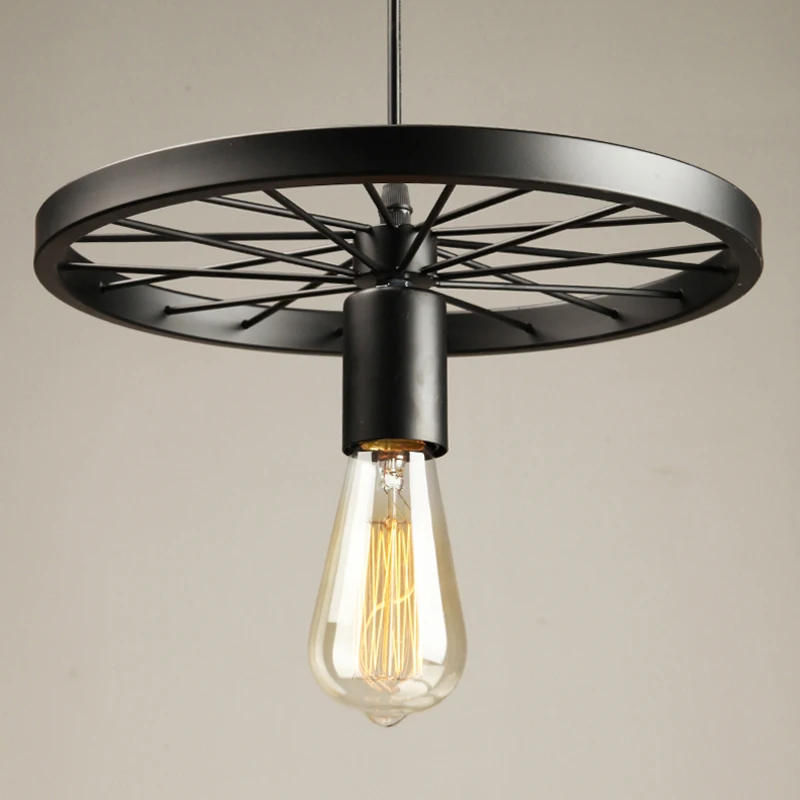 

Black Industrial Lamp Denmark Metal Vintage Lighting 30cm Wheel Design Lamparas de Techo Colgante Moderna for Nordic Dining Room