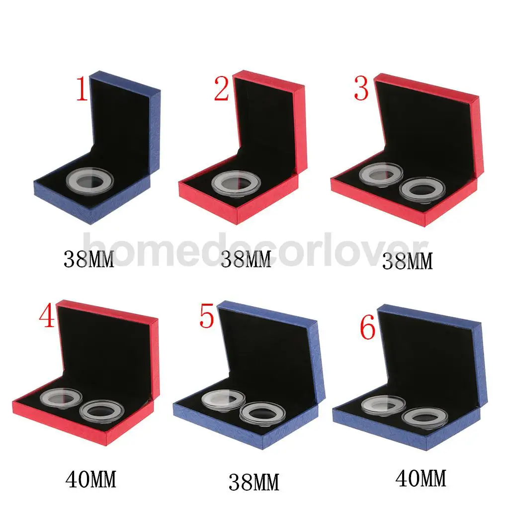 

Fancy Single/ Double Coin Holder Display Case for 38MM/40MM Commemorative Coins Collectors Gift Box