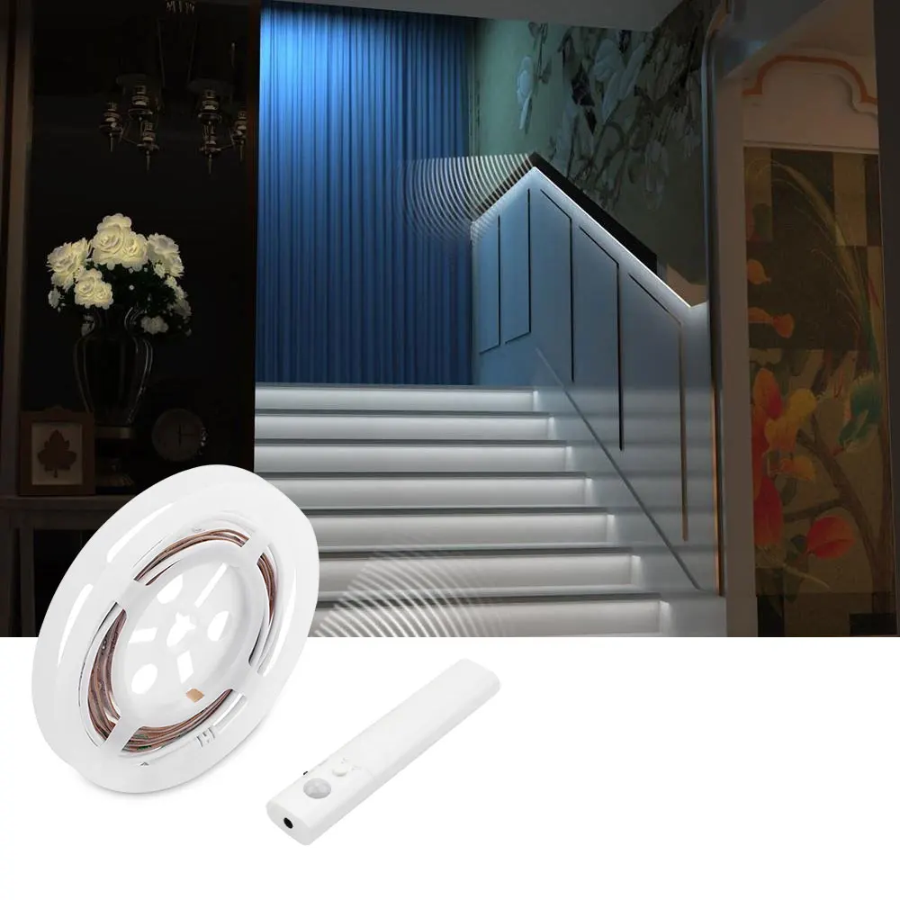 

DBF LED Dual Mode Motion Night Light, Battery Operate Flexible LED Strip with Motion Sensor Bed Light for Bedroom Cabinet(3000K)