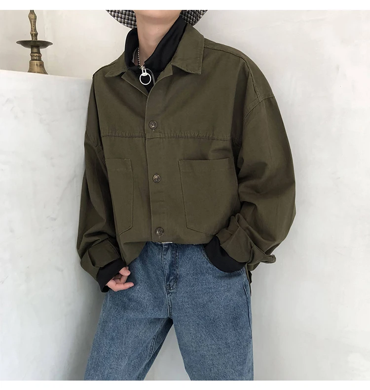 Privathinker негабаритных для мужчин брюки карго рубашки для мальчиков пальто 2018 мужской кошелек с длинным рукавом ретро хаки мужск