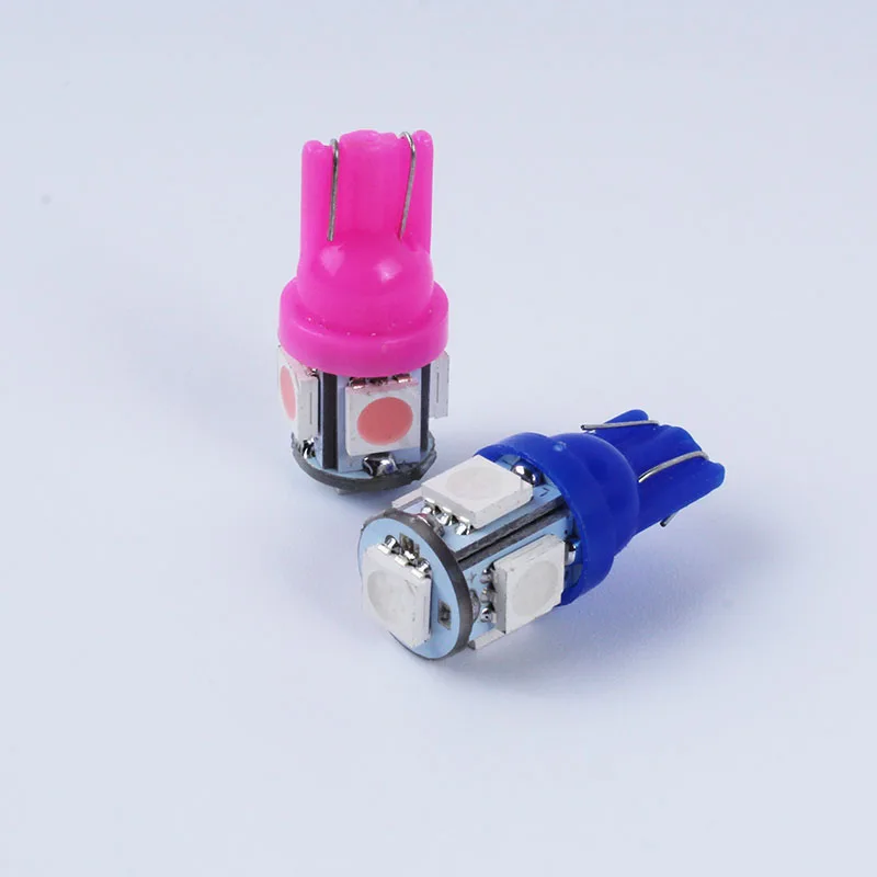 100 шт. T10 5SMD DC 12 в 1 Вт 5050 192 168 194 W5W wit/blauw/rood/groen/geel Xenon Led Клин Gloeilamp Voor Авто Стайлинг|style