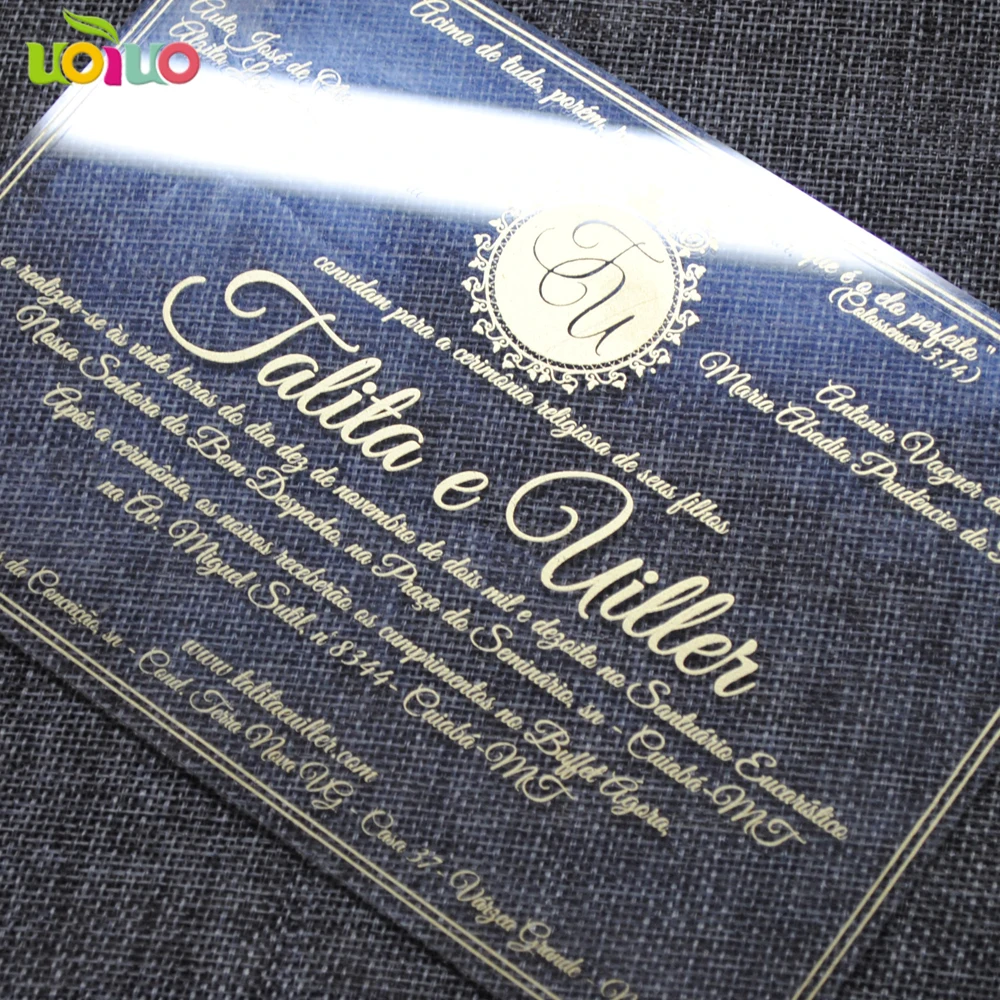  2018 Modern style birthday custom printing acrylic invitation card laser cut wedding invitation car - 32838135502