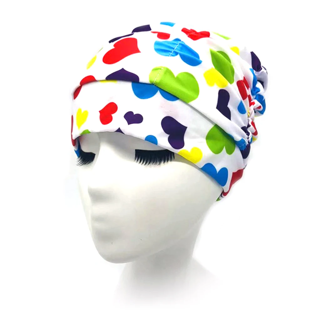 

Unisex Long Hair Printed Adults Turban Bathing Stretch Swimming Cap High Elasticity Non Slip Nylon Diving Soft Beach Swim Pool