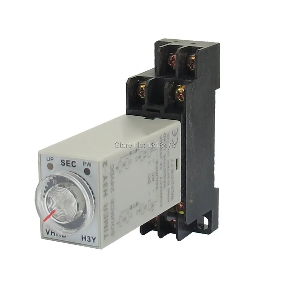 

DC 24V H3Y-2 Time Delay Relay Solid State Timer 0-60S DPDT w Socket