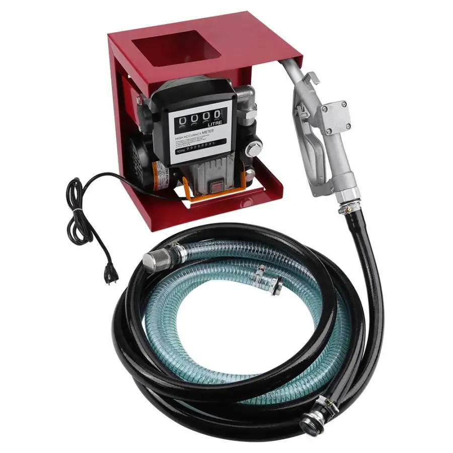 110V Electric Oil Diesel Fuel Transfer Pump Assembly W/ Meter 13' Hose Manual Nozzle