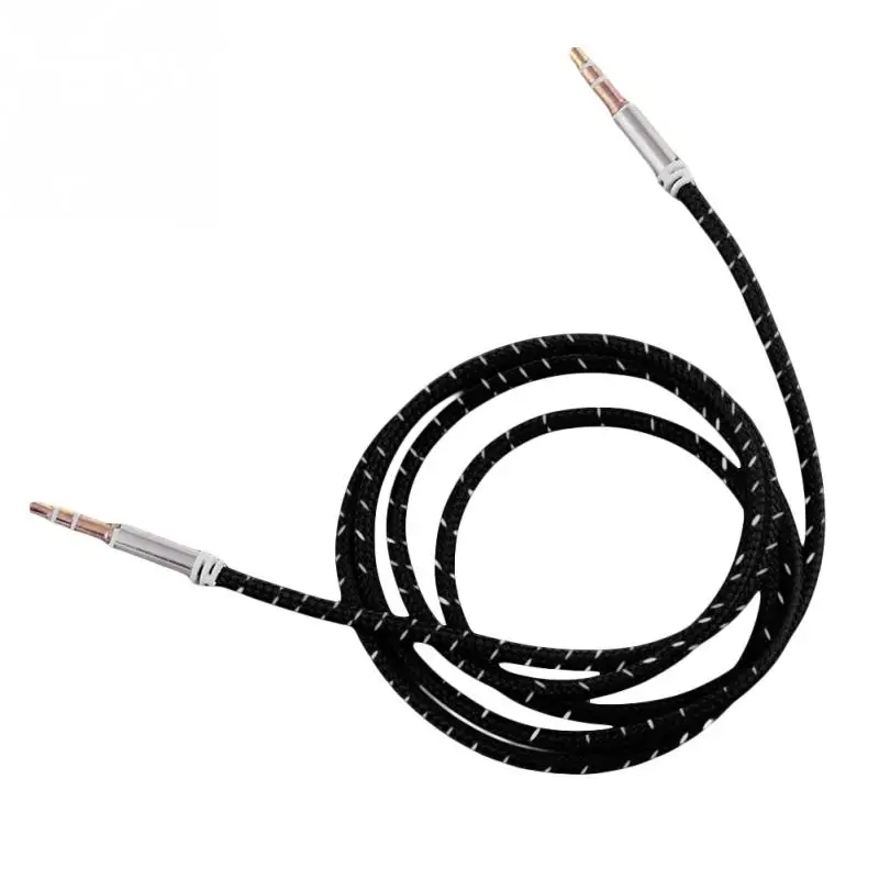 Нейлоновая оплетка, AUX кабель, 3,5 мм, разъем «Папа-папа», автомобильный Aux вспомогательный шнур, разъем, стерео аудио кабель для iPhone, iPod - Цвет: Черный