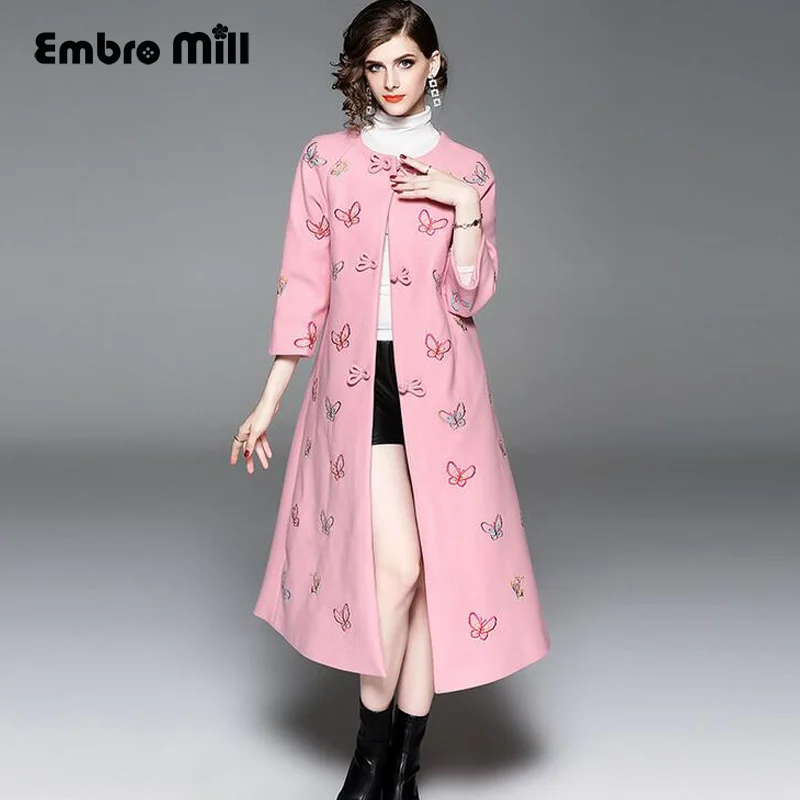 

Embro Mill autumn & winter vintage women trench coat embroidery plus size elegant slim lady floral cheongsam coat S-XXL