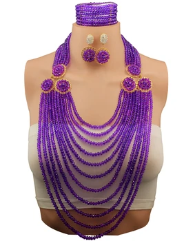 

Colorful Purple African Beads Jewelry Sets Nigerian Wedding Jewelry Sets Full Beads Indian Bridal Jewelry Sets Hot 10064