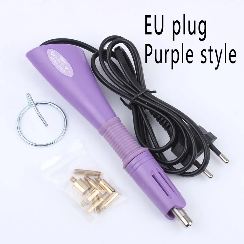 New EU plug purple/Pink 5 Seconds Fast Heated! Iron-on Hot Fix Rhinestone Applicator Wand Heat-fix Tool