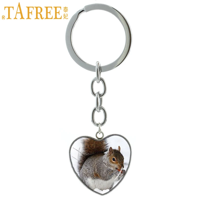 

TAFREE New Arrival Squirrel keychain Cute animal Squirrel heart shaped key chain ring handmade jewelry for men women girls HP531