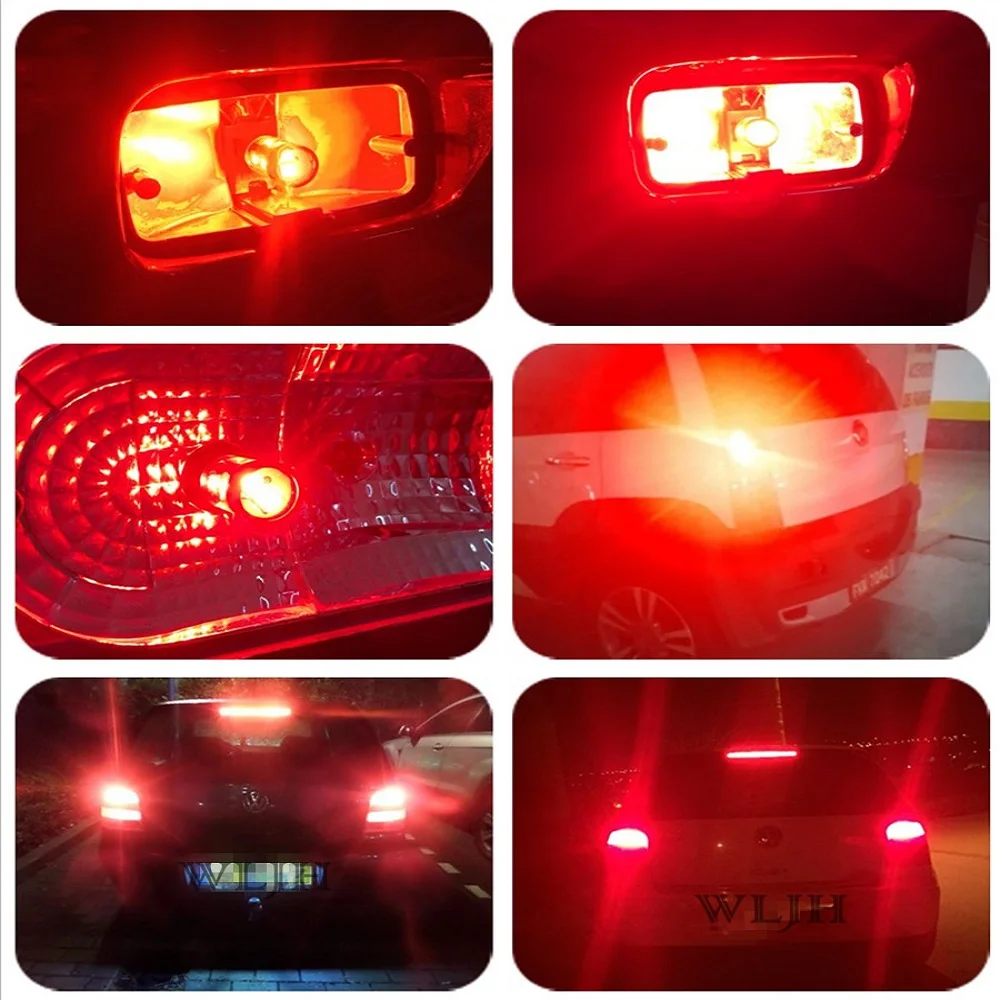 WLJH 2x автомобильный 7440 7443 светодиодный светильник T20 W21/5 Вт автомобильная лампа стояночный тормоз светильник s сигнал поворота задние лампы лампа для Honda Mazda Chevrolet