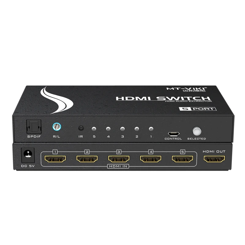 Mt-viki Porta Hdmi Interruptor k k com Áudio Decodificador Extrator Estéreo l r Toslink Saída de Som Óptica Arc dc v Fonte de Alimentação Cabos de computador e conectores - Imagem 3