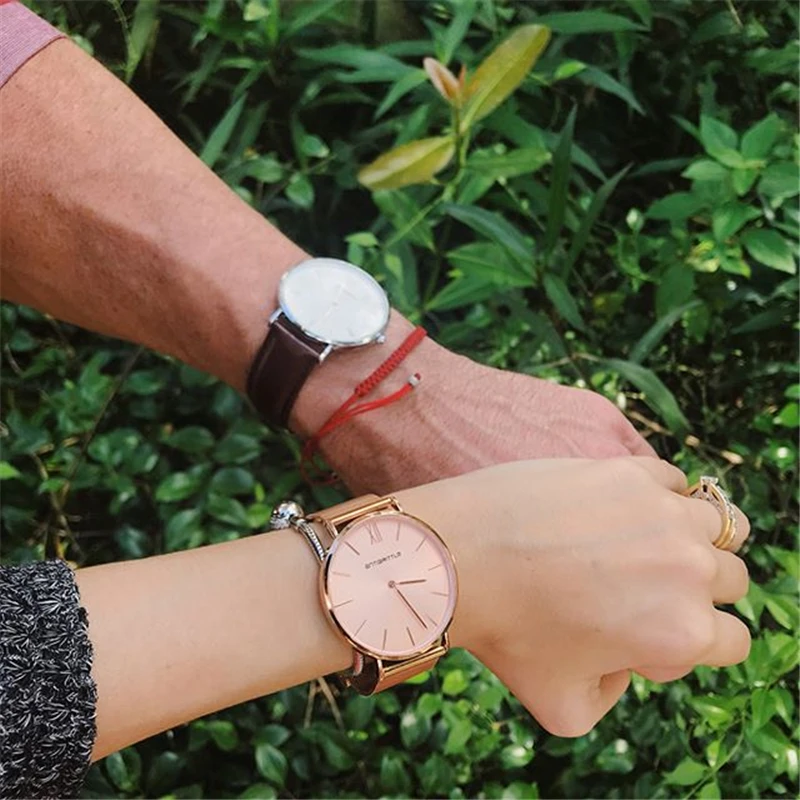Японские кварцевые роскошные женские часы из розового золота, мужские Ультра тонкие кожаные сетчатые часы из нержавеющей стали с магнитным ремешком, водонепроницаемые, 6 мм