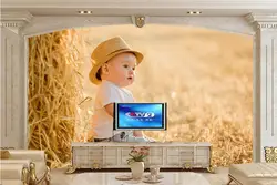 Пользовательские фото обои 3d панно, младенцы сено шляпу детей обои, гостиная Диван ТВ стены Детская спальня Papel де Parede