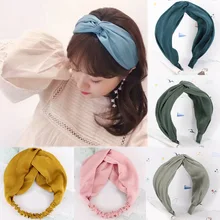 Распродажа, 1 шт., однотонная мягкая завязанная повязка на голову для женщин, женский обруч для волос с бантиком, аксессуары для волос для девочек, головной убор, 2 стиля