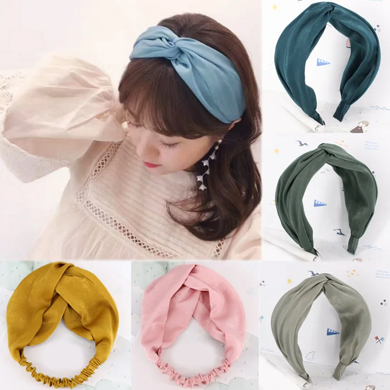 

Sale 1PC Solid Soft Knotted Headband For Women Lady Bow Hair Hoop girls Hair Accessories Headwear 2style